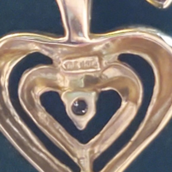 Solid 10k yellow gold heart necklace & earrings se - Picture 3 of 5